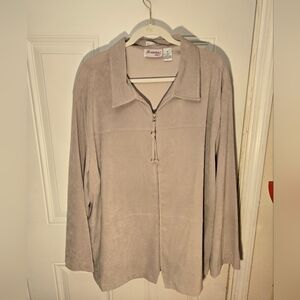 Vintage Joanna Plus Stretch Brown Size 3X Collared Shirt Zipper Polyester